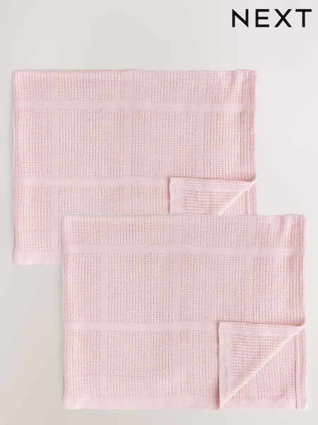 2 Pack Pink 100% Cotton Baby Cellular Blanket (E91267) | €21 - €35