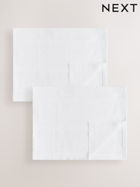 2 Pack White 100% Cotton Baby Cellular Blanket (E91269) | $30 - $51