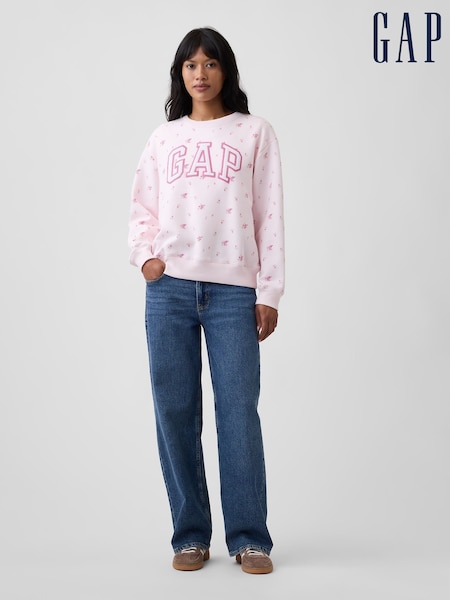 Pink Floral - Gap Logo Sweatshirt