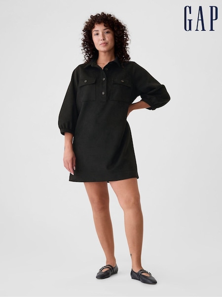 Gap Black Vegan Suede Shift Mini Dress (E91346) | €38