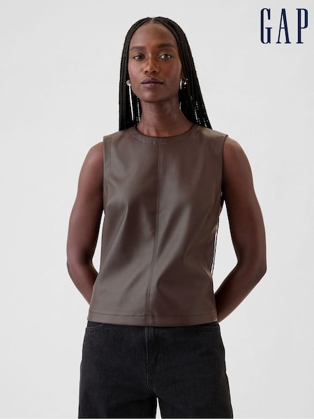 Gap Brown Faux Leather Shell Vest Top (E91349) | €23