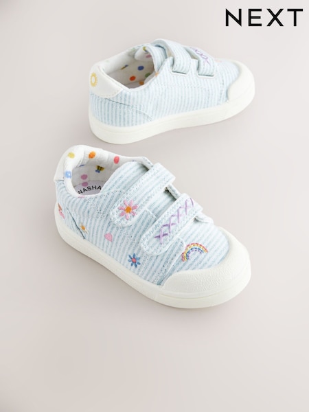 Blue Standard Fit (F) Touch Fasten Strap Machine Washable Trainers (E91375) | €23 - €26