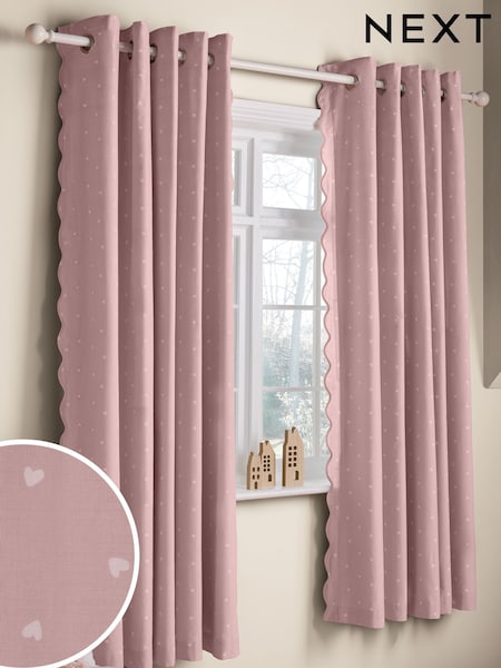 Pink Wave Edge Heart Eyelet Blackout Curtains (E91389) | €64 - €119