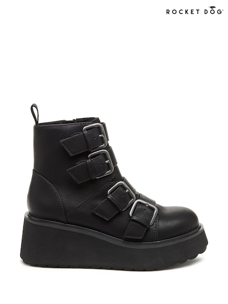 Rocket Dog Heather PU Buckle Black Boots (E91395) | €107