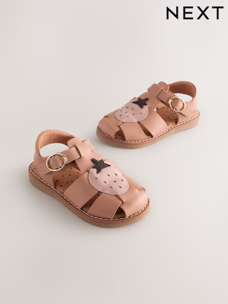 Tan Brown Strawberry Leather Fisherman Sandals (E91479) | AED122 - AED132