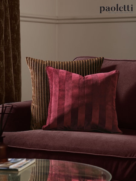 Paoletti Regency Stripe Velvet Fibre Filled Cushion