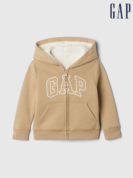 Gap Brown Logo Sherpa-Lined Zip Hoodie (6mths-5yrs) (E91536) | €33