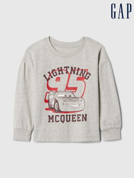 Gap Grey Lightning McQueen Disney Cars Graphic Long Sleeve T-Shirt (6mths-5yrs) (E91553) | €20