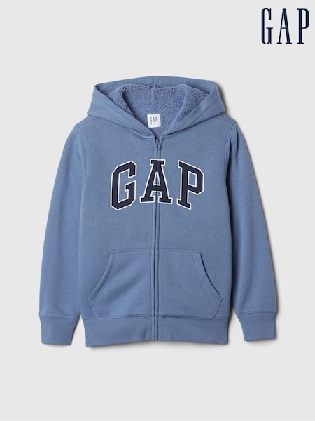 Gap Blue Logo Sherpa-Lined Zip-Up Hoodie (4-13yrs) (E91562) | €40