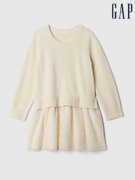 Gap Cream 2-in-1 Jumper Tulle Dress (6mths-5yrs) (E91589) | €23
