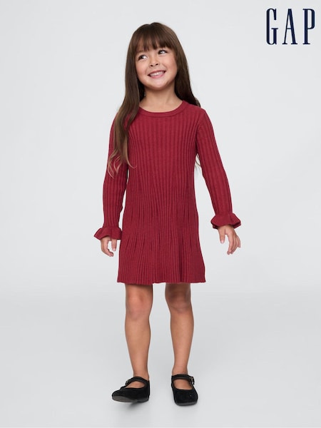 Gap Burgundy Red CashSoft Rib Jumper Dress (6mths-5yrs) (E91592) | €19.50