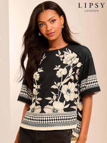 Lipsy Black Jersey Printed T-Shirt (E91639) | €20