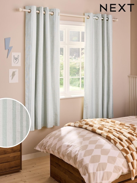 Sage Stripe Eyelet Blackout Curtains (E91645) | 2,151 UAH - 3,716 UAH