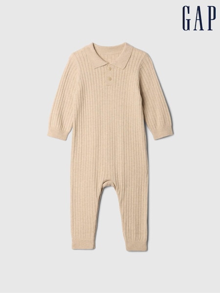 Gap Beige Knitted Romper (Newborn-24mths) (E91679) | €33
