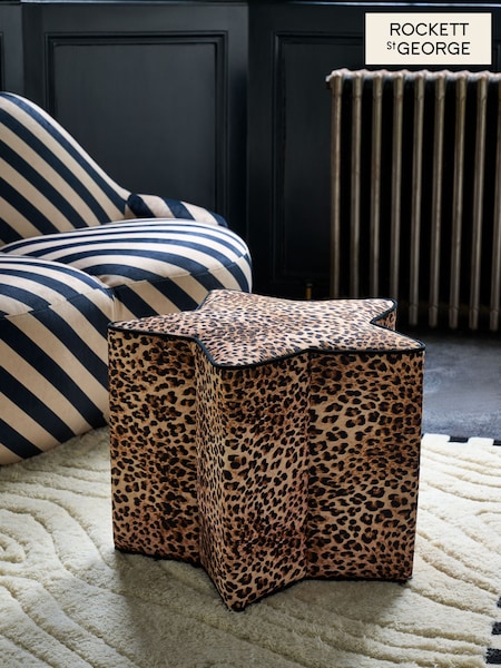 Rockett St George Leopard Love Velvet Star Stool (E91682) | €189