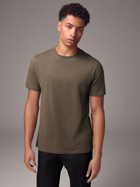 Neutral Brown Regular Fit Essential Crew Neck Cotton T-Shirt (E91685) | €9