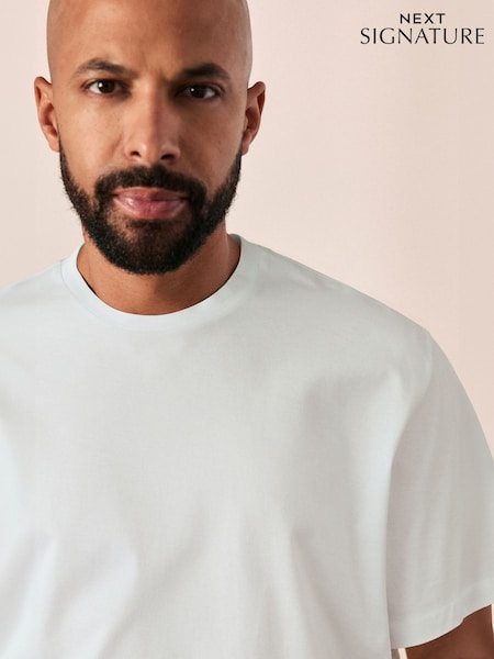 White Regular Fit Regular Fit Signature SUPIMA® Cotton Crew Neck T-Shirt (E91700) | €21