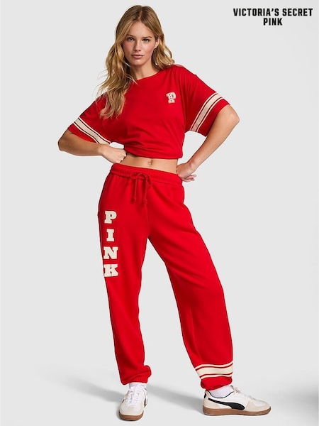 Victoria's Secret PINK Vermillion Red Cuffed Fleece Joggers (E91758) | €45