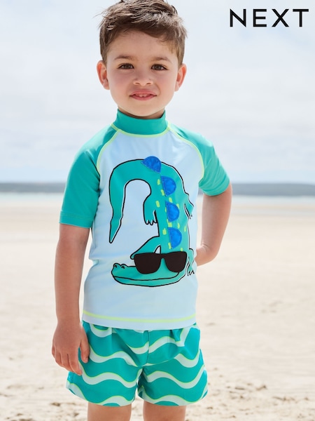 Green Croc Rash Vest and Shorts Set (3mths-7yrs) (E91827) | R$ 135 - R$ 175