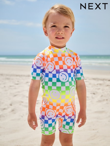 Multicoloured Checkerboard Sunsafe All-In-One Swimsuit (3mths-7yrs) (E91830) | €17 - €22