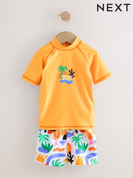 Orange Palm Tree Rash Vest and Shorts Set (3mths-7yrs) (E91832) | €19 - €25