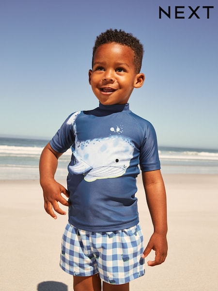 Navy Whale Rash Vest and Shorts Set (3mths-7yrs) (E91835) | €19 - €25