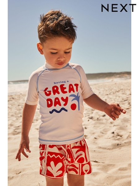 Red/White Rash Vest and Shorts Set (3mths-7yrs) (E91837) | €19 - €25
