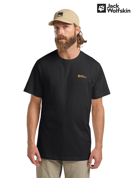 Jack Wolfskin Mens  Essential 100% Cotton Black T-Shirt (E91839) | €33
