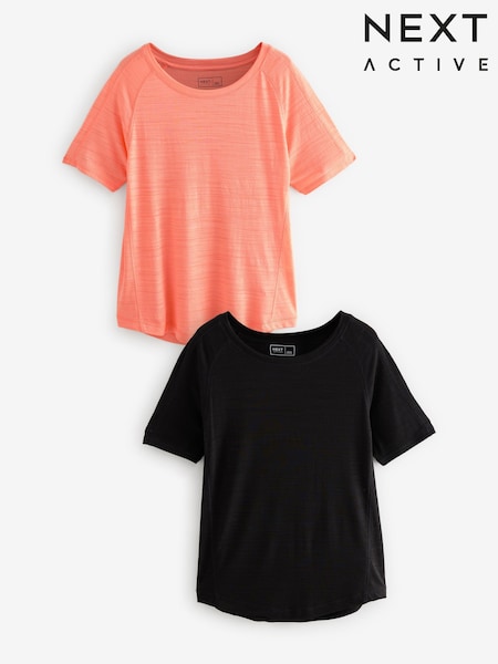 שחור/כתום - Active Sports Short Sleeve Crew Neck Tops 2 Pack (E91848) | ‏100‏₪