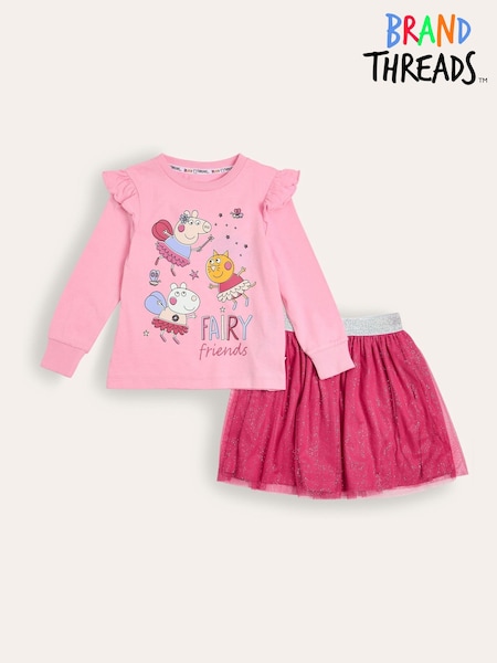 Brand Threads Pink Girls Peppa Pig 100% Cotton Top And Tutu Set (E91946) | €25