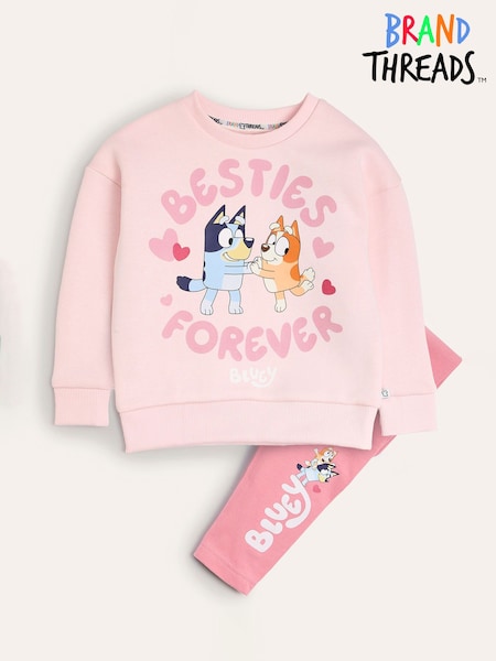 Brand Threads Pink Girls 100% Cotton Bluey Joggers Set (E91947) | AZN 58