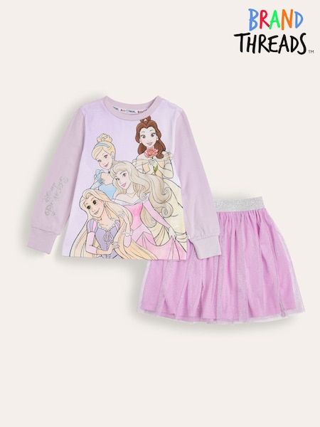 Brand Threads Purple Girls Disney Princess 100% Cotton Top And Tutu Set (E91957) | €29