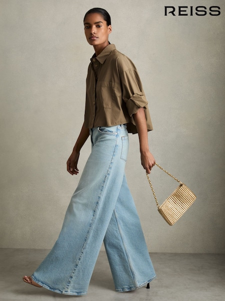 Reiss Solene Cropped Cotton Shirt (E91965) | 726 LEI