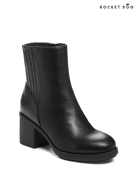 Rocket Dog Sonora PU Heeled Ankle Black Boots (E91970) | AED265