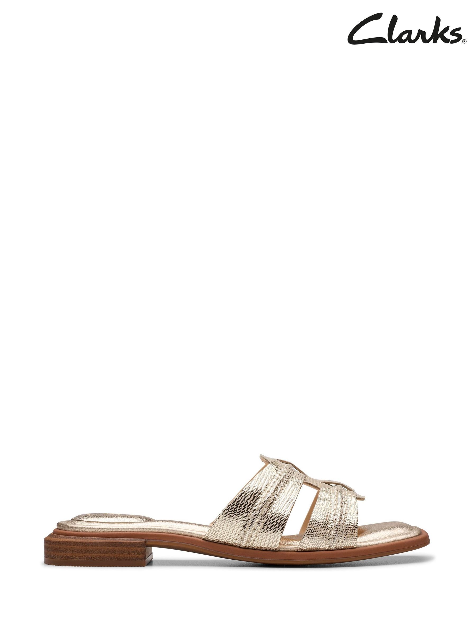 Clarks Gold Metallic Flat Sandals Next Luxembourg