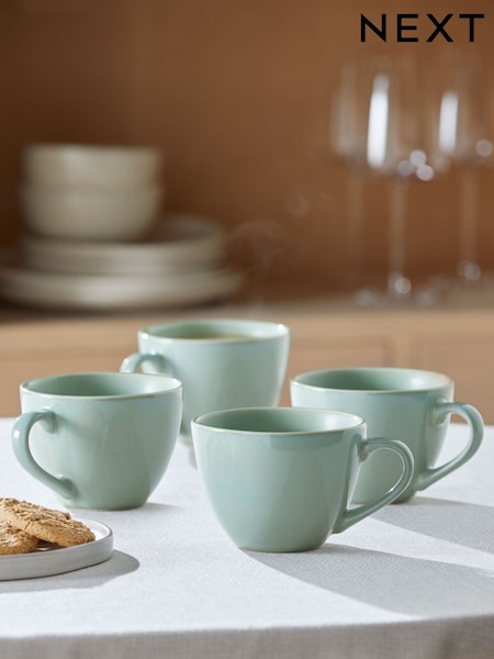 Set of 4 Sage Green Hampton Mugs (E92015) | €28