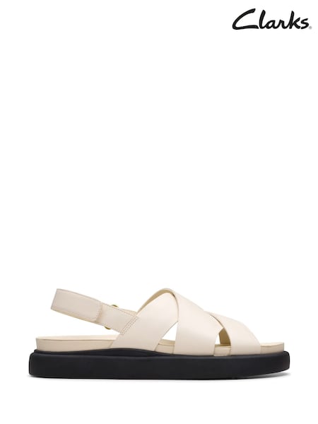 Clarks Cream Leather Aristella Sun Sandals (E92025) | €95