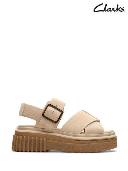 Clarks Cream Ecru Suede Evamar Wish Sandals (E92026) | €108