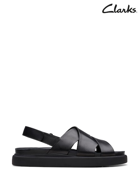 Clarks Black Leather Aristella Sun Sandals (E92032) | €107
