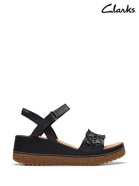 Clarks Black Wedge Multi Kassanda Bar Sandals (E92075) | €95