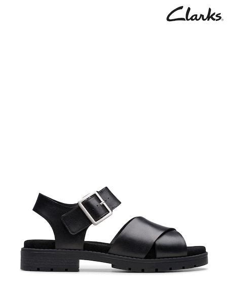 Clarks Black Leather Orinoco Cross Sandals (E92091) | €100