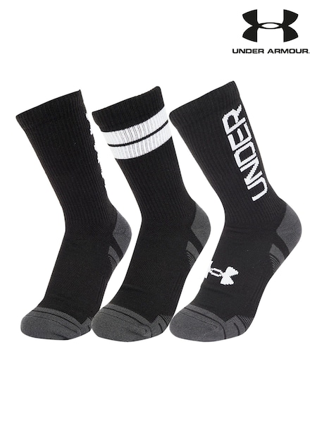 Under Armour Black Perf Tech Nov Crew Socks 3 Pack (E92115) | €17.50