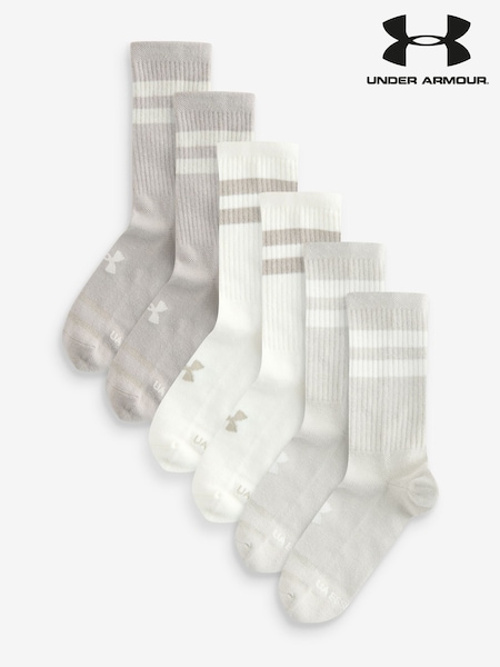 אפור - Under Armour Essential Crew Socks 6 Pack (E92132) | ‏101‏₪