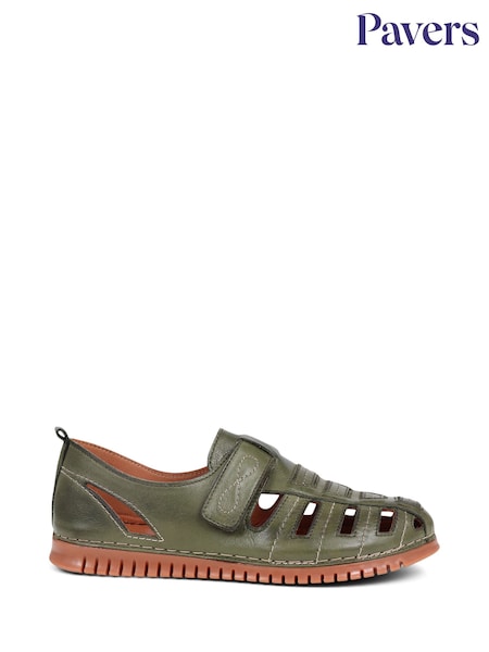 Pavers Green Leather Fisherman Sandals (E92272) | €63