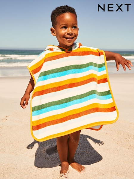 Multi 100% Cotton Towelling Poncho (9mths-6yrs) (E92313) | SGD 34 - SGD 37