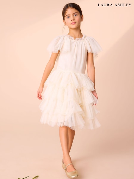 Laura Ashley Ivory Vintage Tiered Mesh Dress (E92332) | 2,884 UAH - 3,124 UAH
