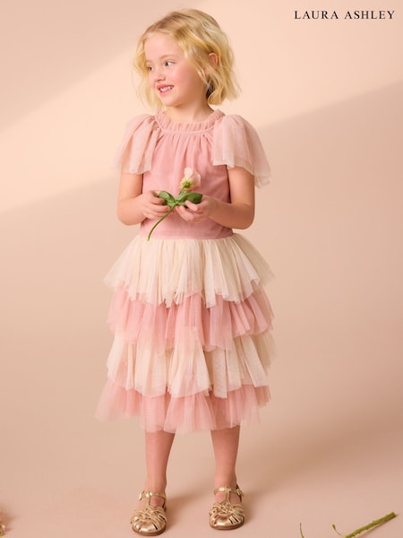 Laura Ashley Pink/Cream Vintage Tiered Mesh Dress (E92334) | 2,884 UAH - 3,124 UAH