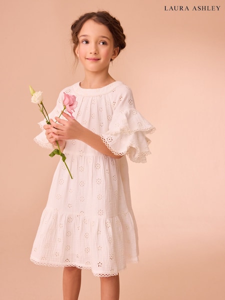 Laura Ashley Broderie Floral 100% Cotton Dress (E92360) | HK$350 - HK$391