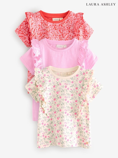Laura Ashley Ric Rac Trim Short Sleeve 100% Cotton T-Shirts 3 Pack (E92378) | kr371 - kr428