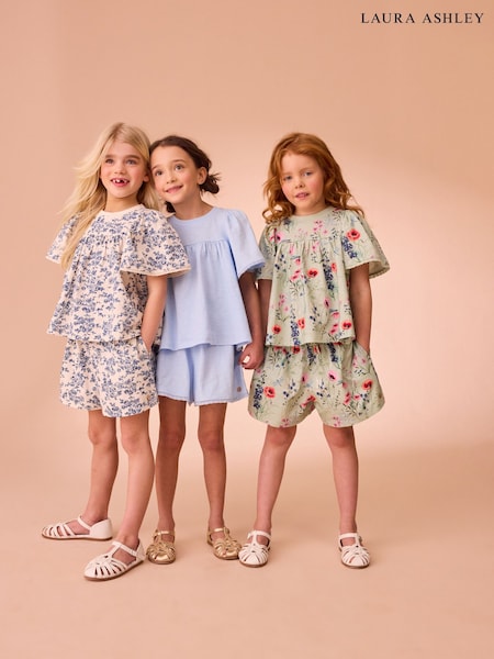 Laura Ashley Lace Trim Angel Sleeve 100% Cotton T-Shirts 3 Pack (E92379) | kr371 - kr428